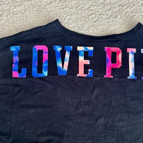 2010s PINK Victorias Secret Oversized Tshirt Ombre Tie Dye Rainbow Logo S - Picture 3 of 11
